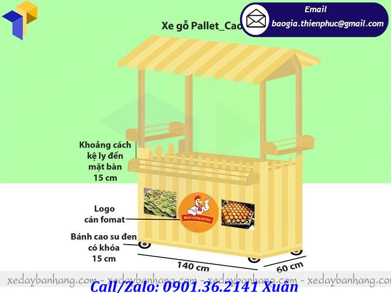 xe gỗ bán bánh trứng gà non
