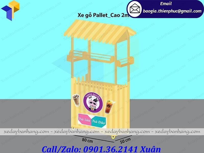 xe gỗ bán trà sữa