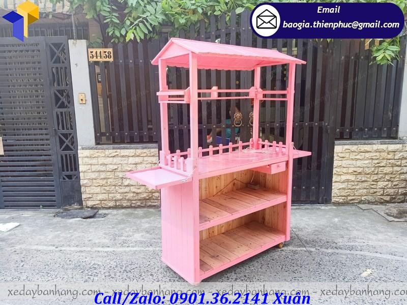 tủ gỗ bán trà sữa lưu động