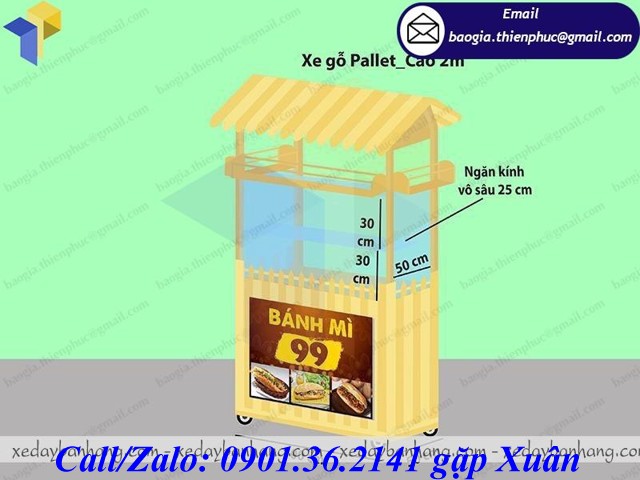 giá xe gỗ bán bánh mì