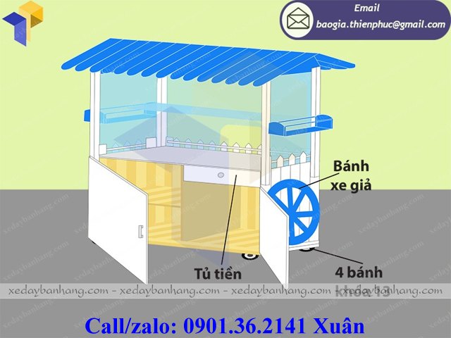 xe gỗ bán bánh mì