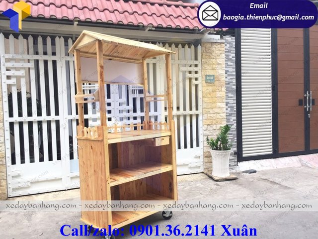 thiết kế xe gỗ bán trà bí đao