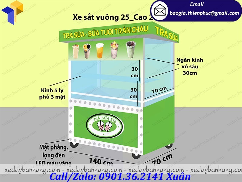 xe đẩy bán sữa tươi đường đen