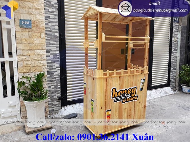 xe gỗ bán trà sữa