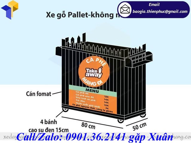 xe gỗ bán cà phê