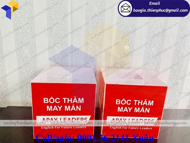 hòm mica trong in logo