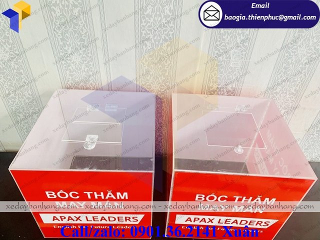 thùng phiếu mica trong in logo