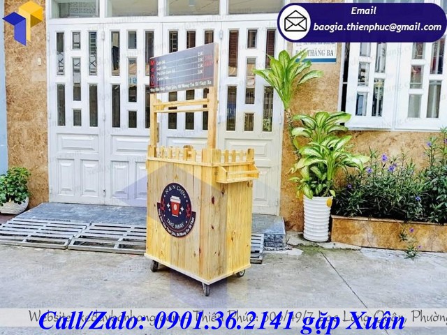 tủ gỗ bán cafe take away