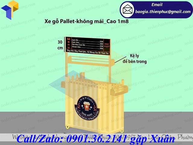 xe gỗ bán cafe take away