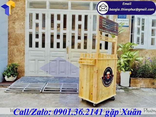 xe gỗ bán cafe vỉa hè