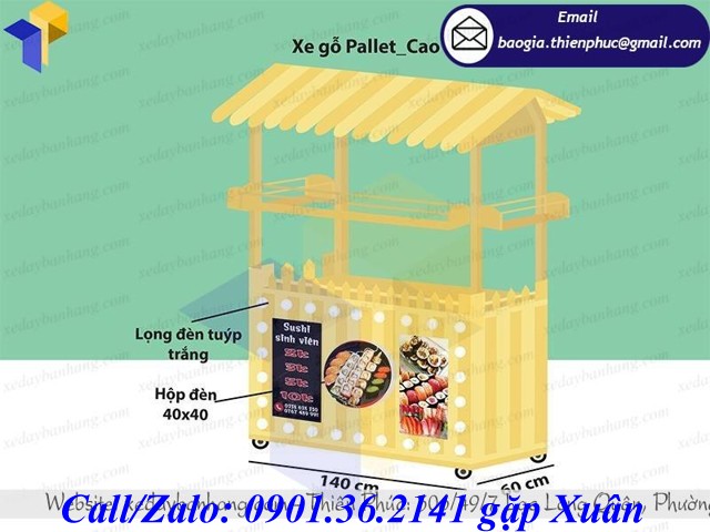 tủ gỗ bán sushi