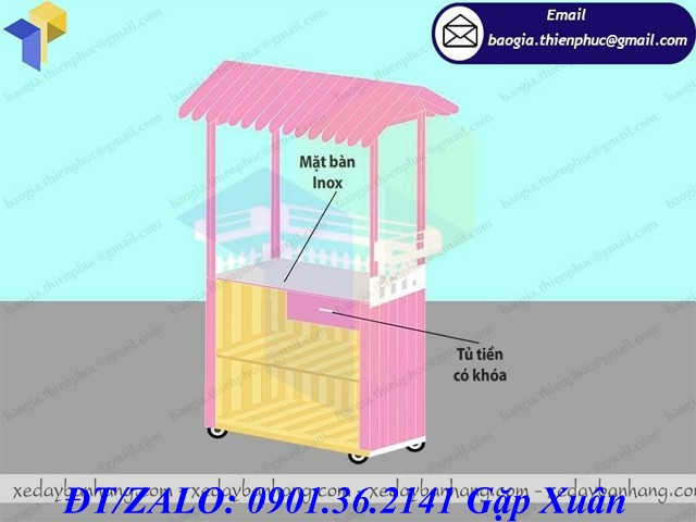 xe gỗ bán xiên que bao nhiêu