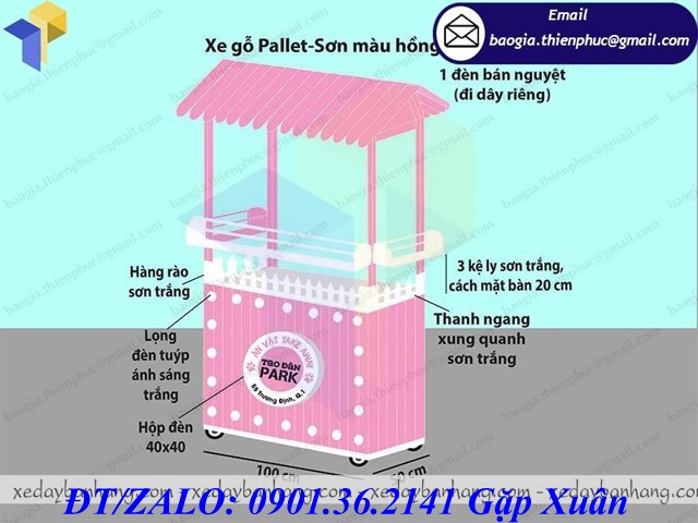 xe gỗ bán xiên que giá rẻ