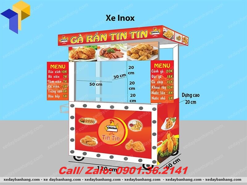 xe inox bán gà rán