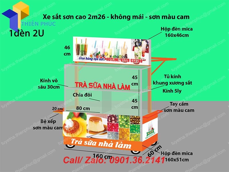 xe bán trà sữa nhà làm