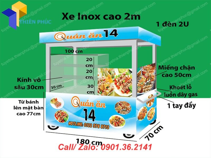 xe inox bán thức ăn nhanh