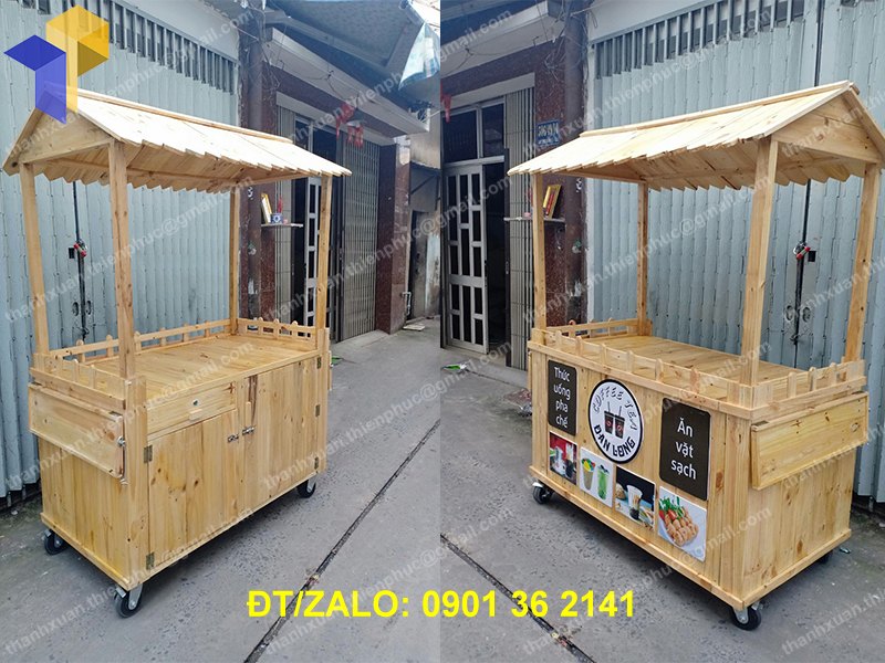 xe gỗ bán Cafe thức ăn vặt