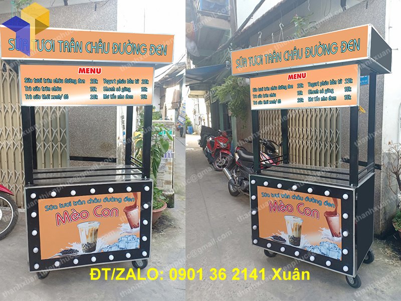 xe bán sữa tươi trân châu đường đen