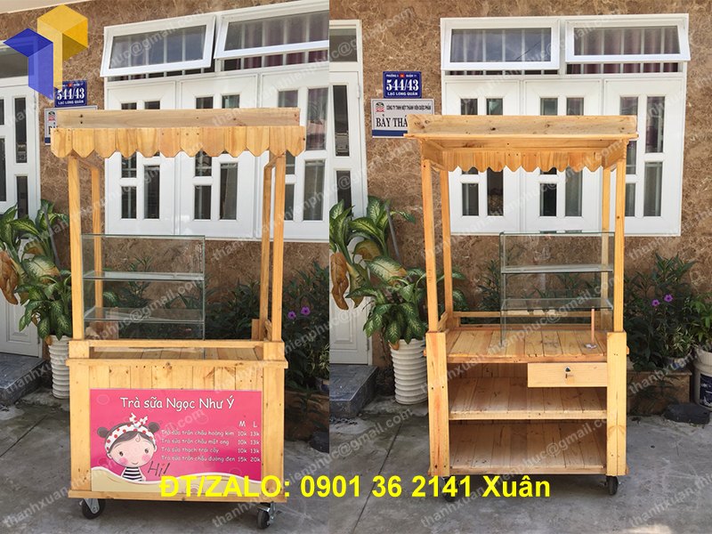 xe gỗ bán trá sữa độc đáo giá rẻ