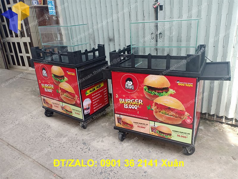 xe gỗ bán bánh mì đẹp