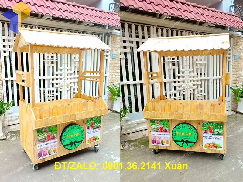 Xe gỗ bán trà sữa làm từ gỗ thông pallet