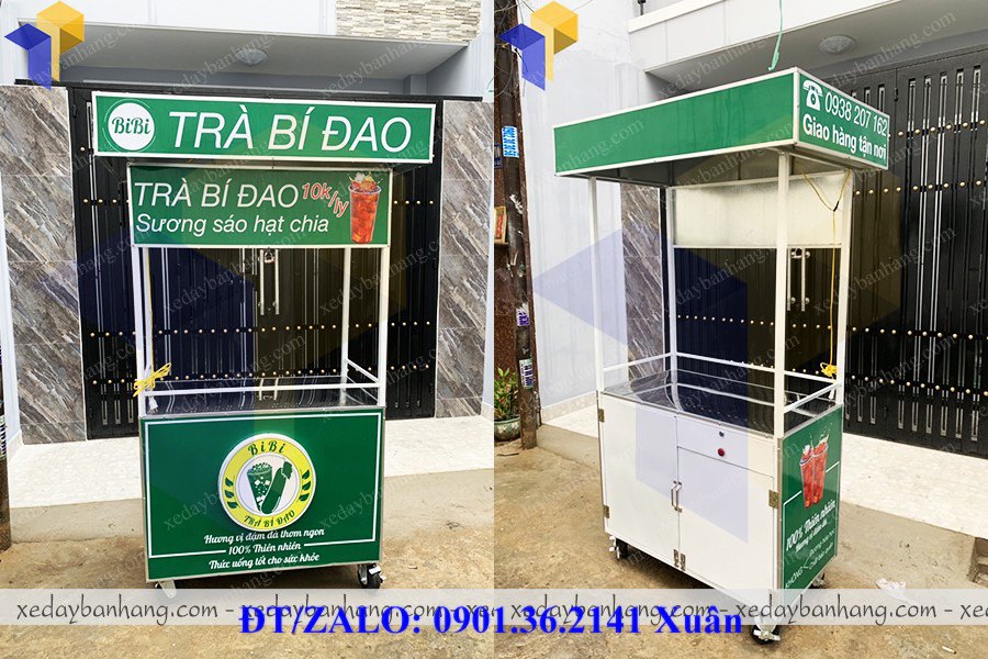 xe bán trà bí đao sương sáo hạt chia