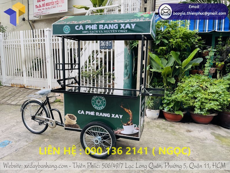 xe đạp bán cà phê rang xay