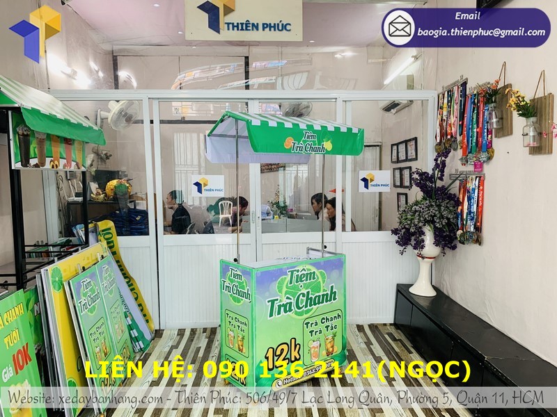 booth xe trà chanh xếp gọn