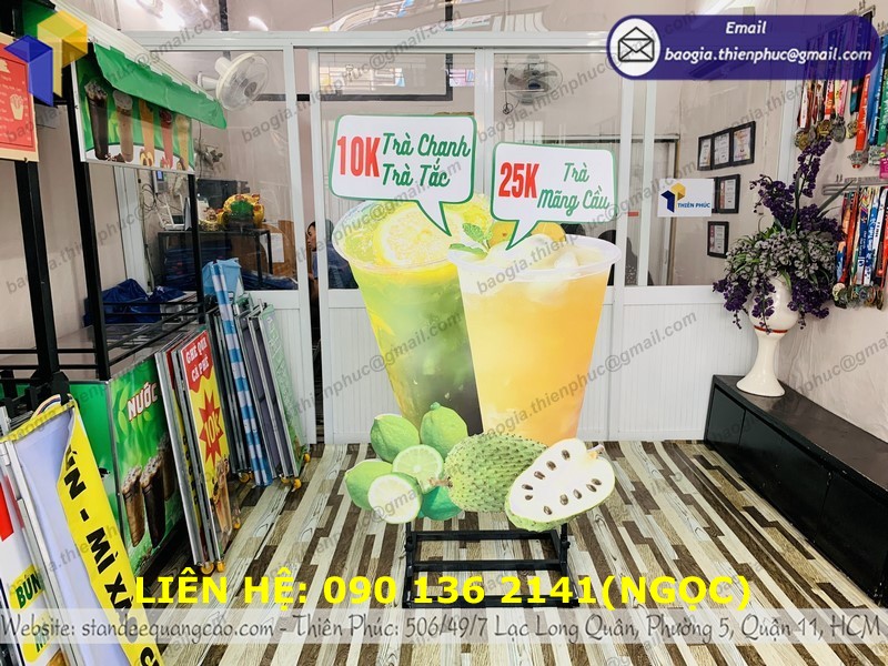 standee mô hình ly trà chanh 3d