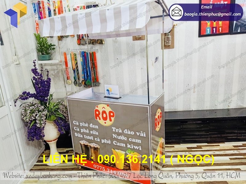 thiết kế quầy kệ  gấp gọn bán cafe mang đi giá rẻ