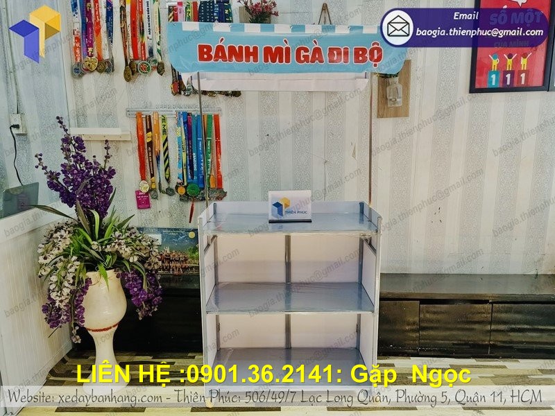 xe bán đồ ăn lắp ráp gấp gọn nhỏ nhắn