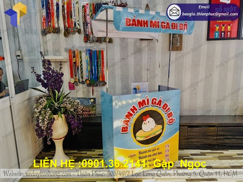 xe bán đồ ăn lắp ráp gấp gọn