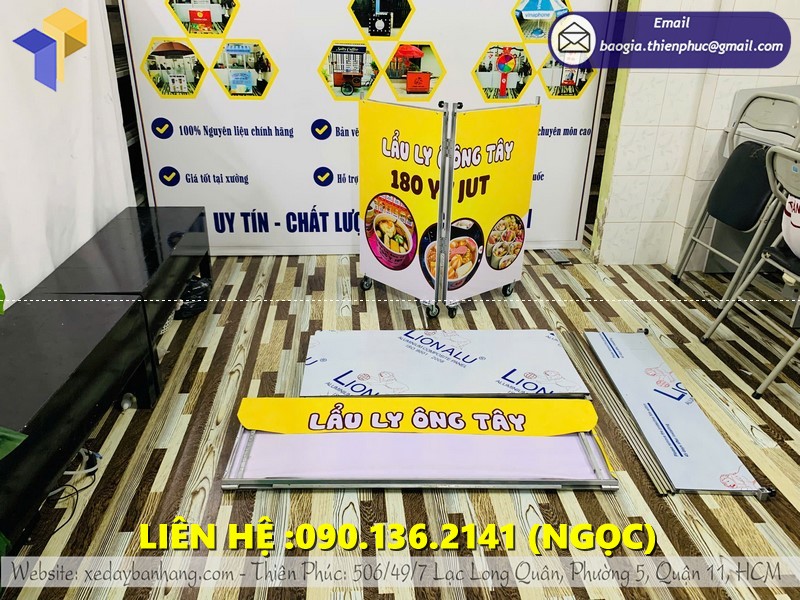 xe bán lẩu ly xếp gọn