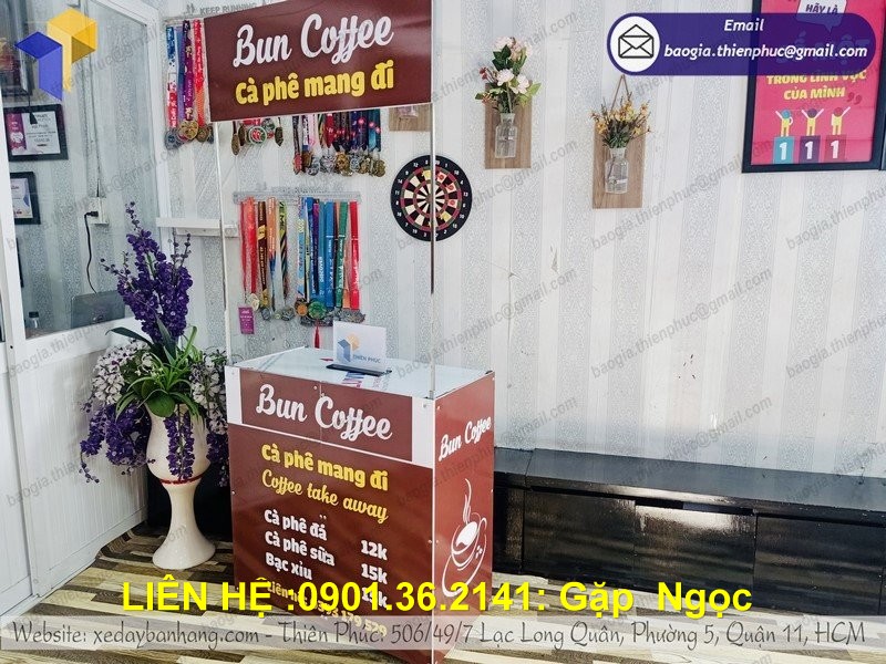 xe coffe lắp rắp gấp gọn di động