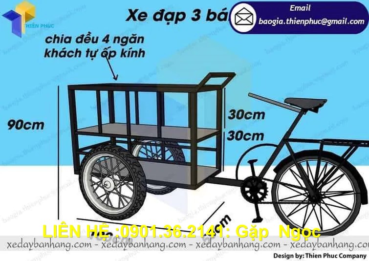 xe đạp 3 bánh bán hàng rong giá bao nhiêu