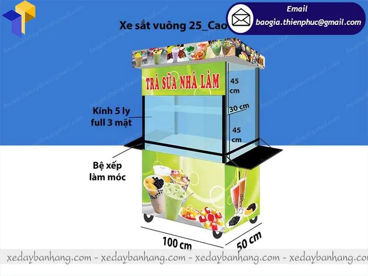 xe đẩy bán trà sữa lưu động