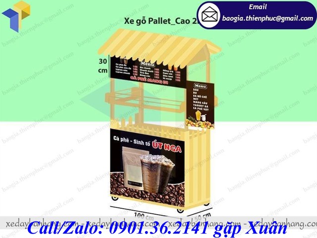 xe gỗ bán coffee giá rẻ