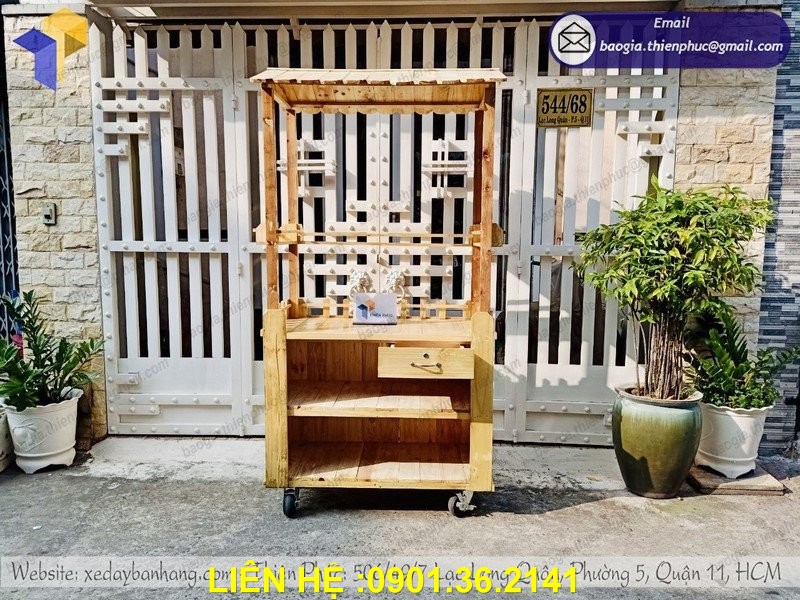 xe gỗ bán hàng ăn