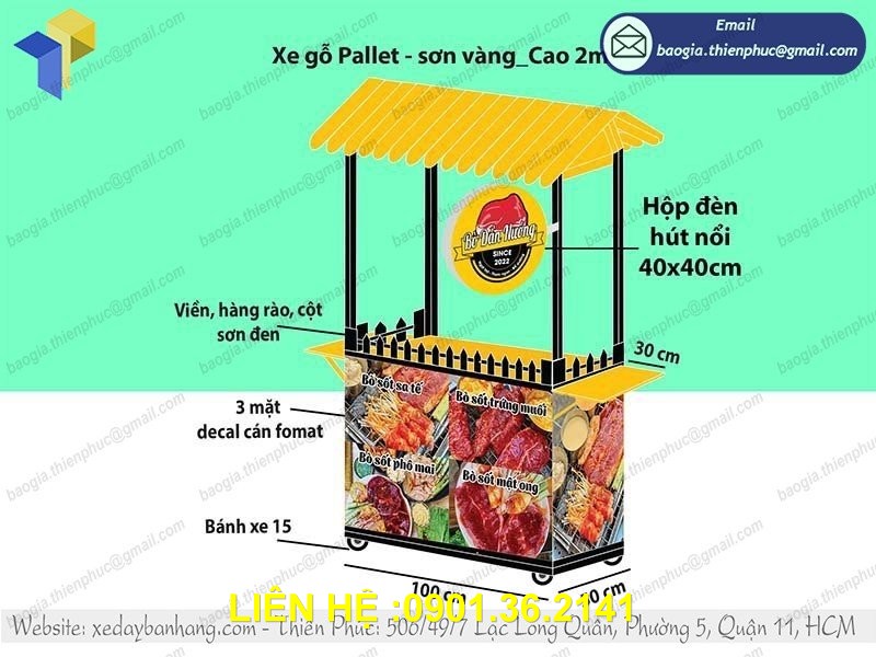 xe gỗ bán thức ăn nhanh