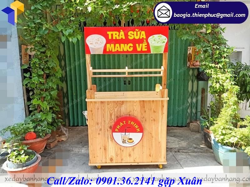 xe gỗ bán trà sữa