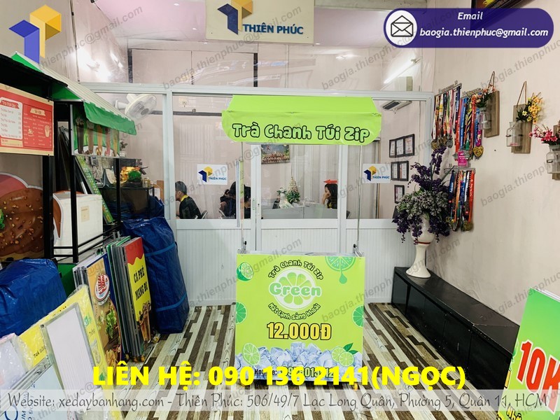 xe trà chanh túi zip xếp gọn